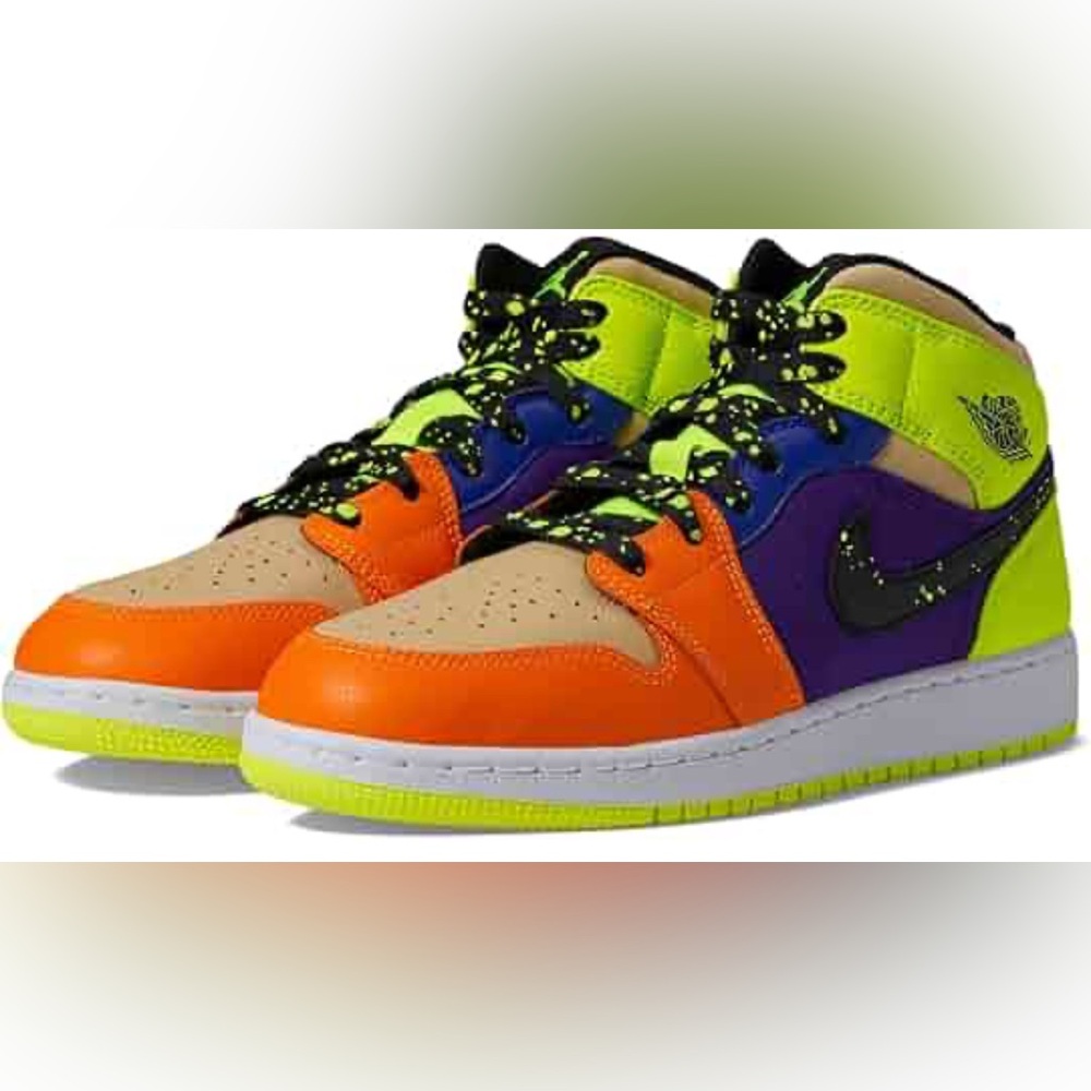 Jordan Orange and Purple High-Top Sneakers‎